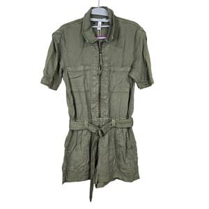 NEW NWT Women's Elan Green Belted Front Zip Romper | Size Small